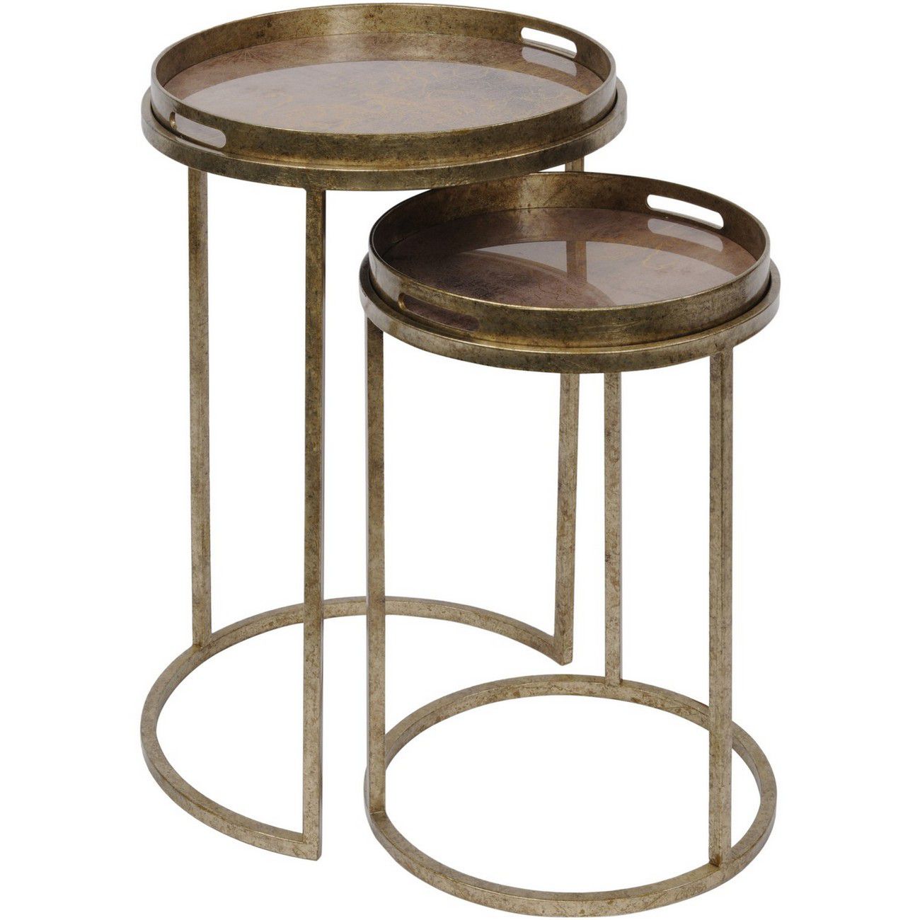 Set of 2 Vienna Antique Gold Atlas Side Tables